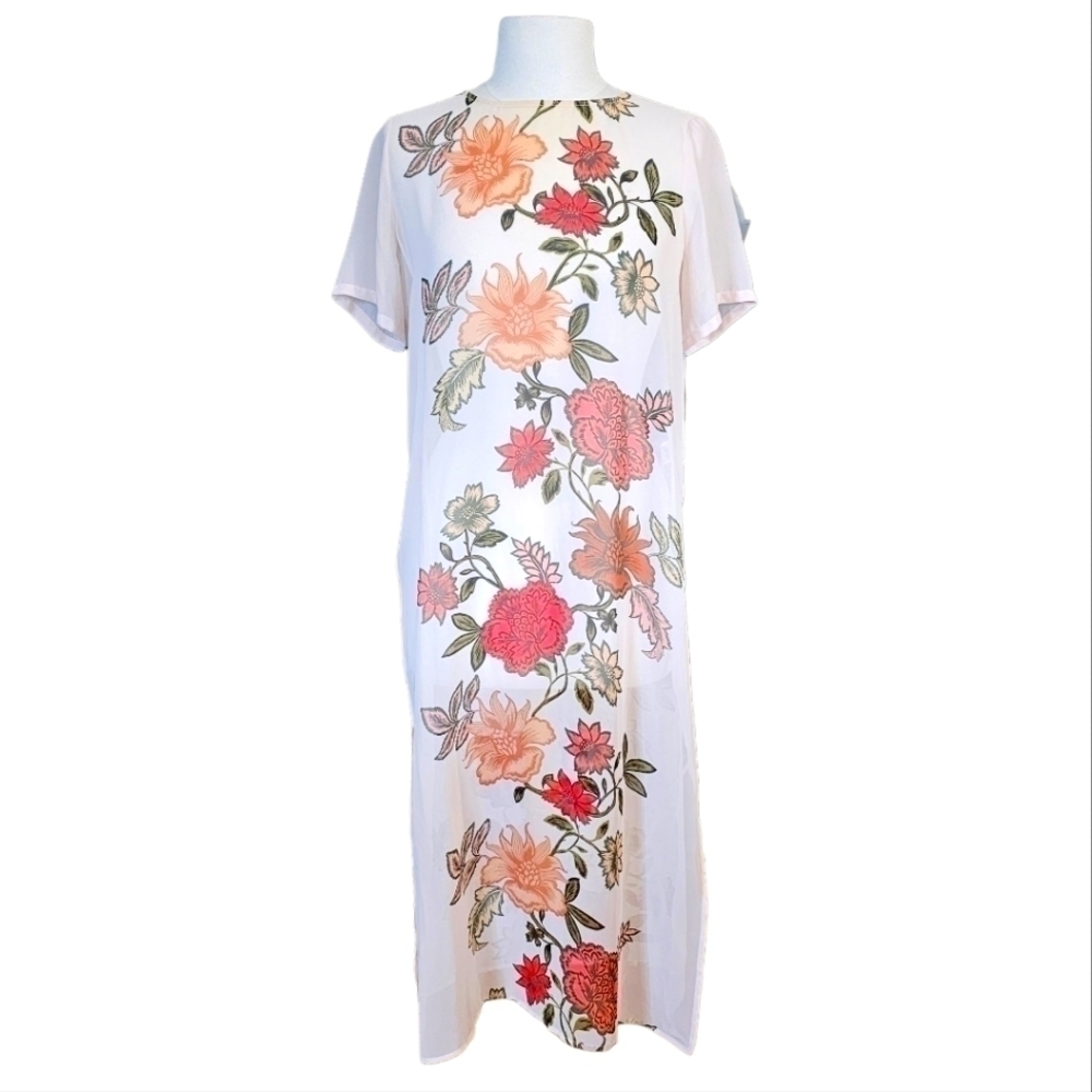 Vince Camuto Sheer Floral Maxi Coverup Size Small